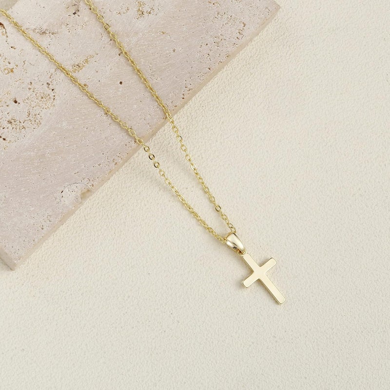 VIROMY Gold Cross Necklace for Women 14K Gold Plated Cute Sidways Cross Pendant Choker Necklaces Simple Trendy Everyday Jewelry for Women - Image 5